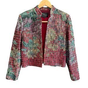 HILDEGARDE HANDWOVENS | Multicolored Art-to-wear Textured Cropped Jacket Small
